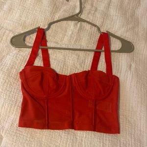 Edikted cropped mesh red top